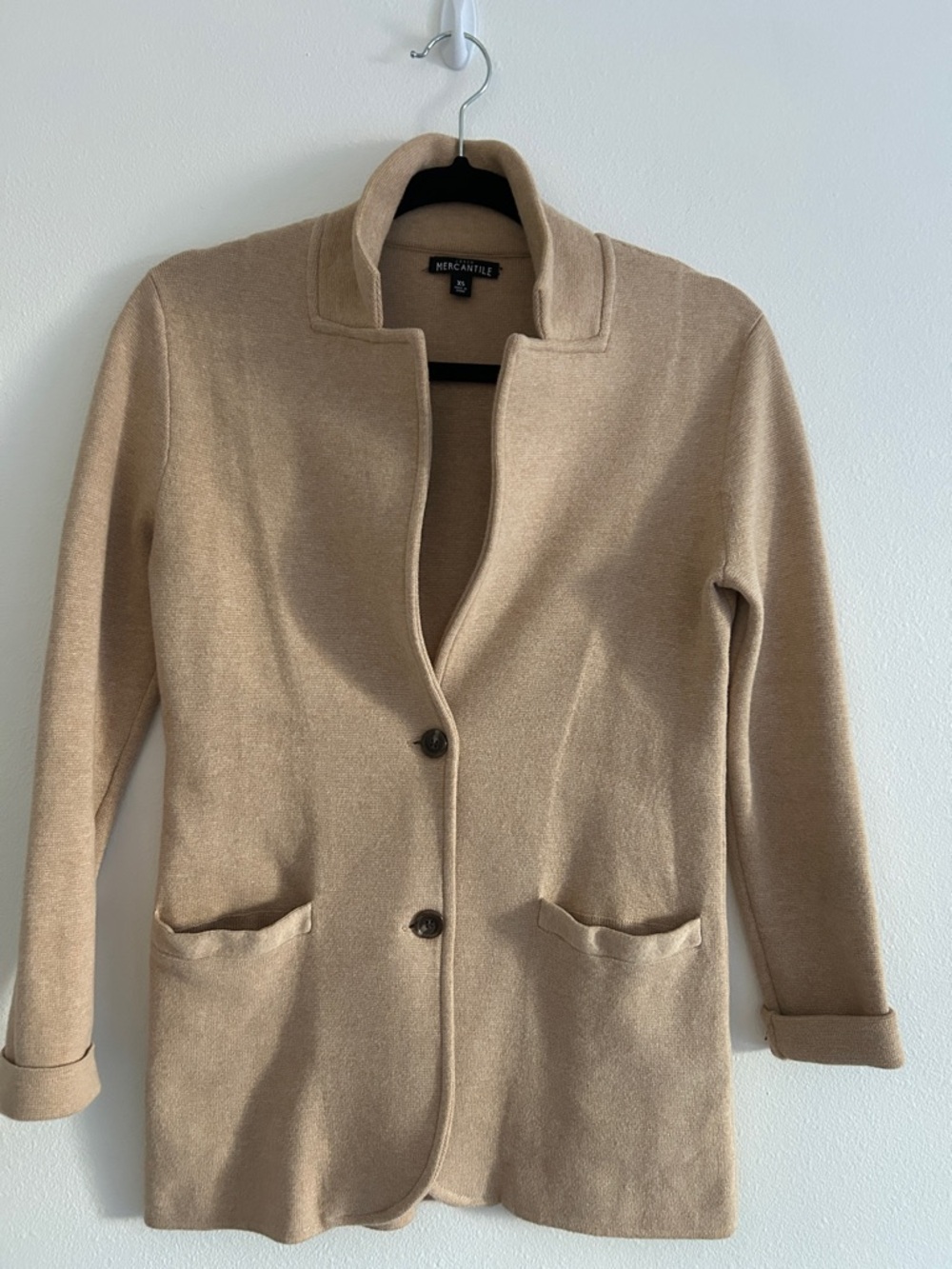 J. Crew Camel/Tan Open Front Knit Cardigan Blazer